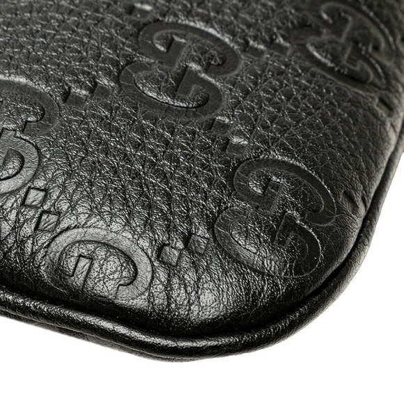 Gucci GG Emblem Chain Shoulder Bag Black Leather - Picture 6 of 10